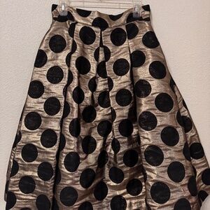 Ronni Nicole Evening Vintage Polka Dot Skirt Gold and Black Size 8